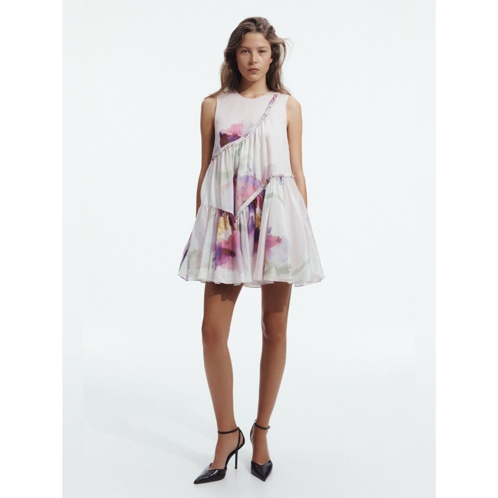 NWOT AJE VERSE Sleeveless Watercolor Floral pink ROSARIA Mini Dress, US4